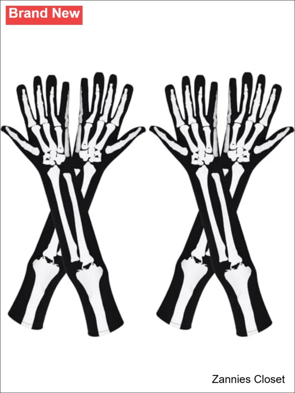 👻 Long Arm Full Finger Skeleton Skull Gloves for Halloween Cosplay Parties